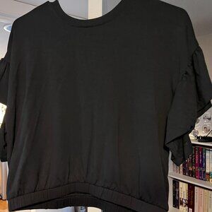 Express Black Short Ruffle Sleeve shirt-New no tags-Sz small